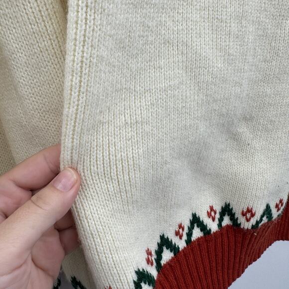 Vintage JCPenney Fair Isle Mock Neck Sweater XL Cream Brown Ski Resort Retro - Picture 5 of 10